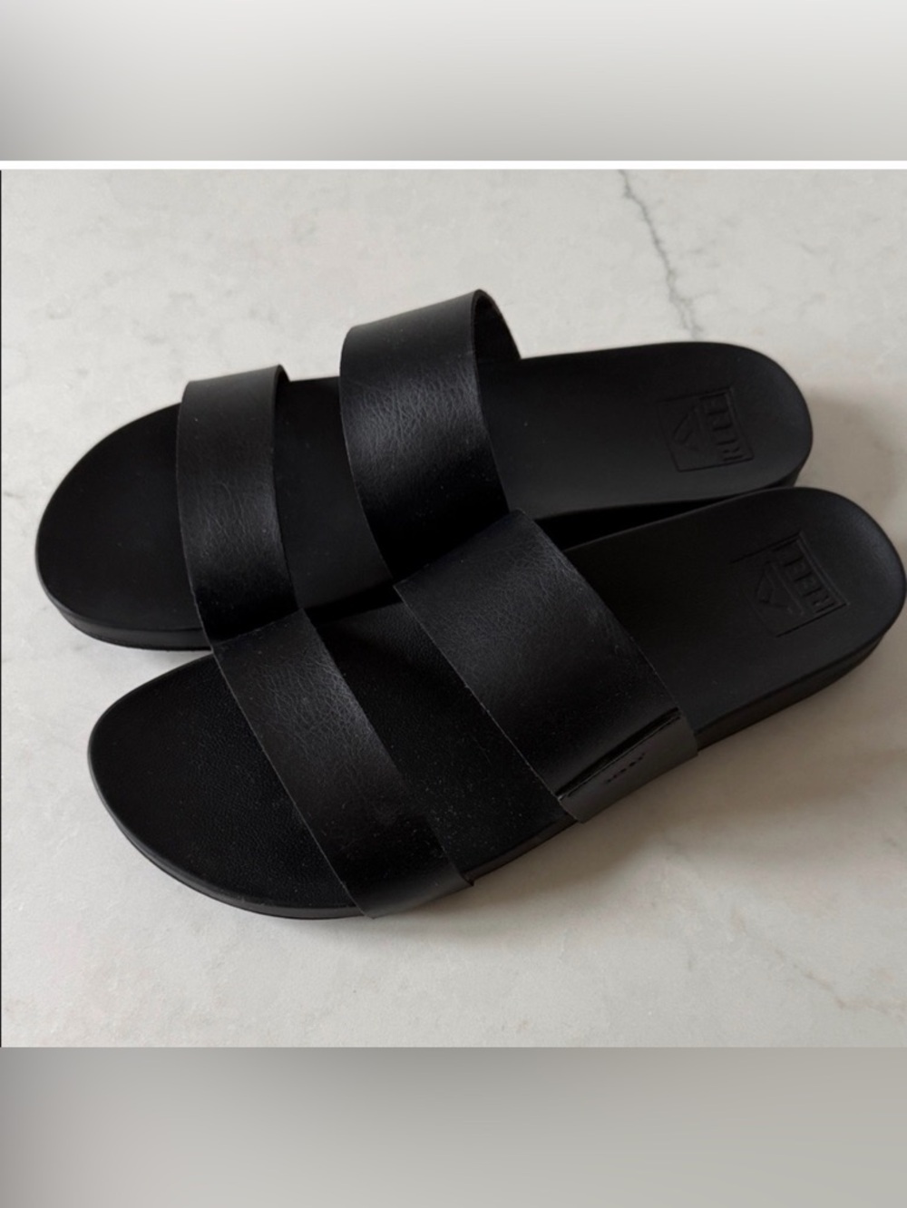 Reef Black Double Strap Slide Sandals